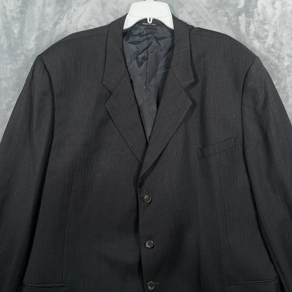 Armani‎ Collezioni Suit Jacket Mens 56L Dark Gray 3 Button Blazer Italy Wool